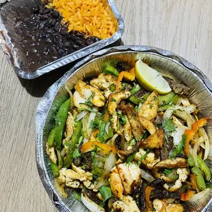 Fajita grill shrimp, steak, chicken minus the corn tortillas