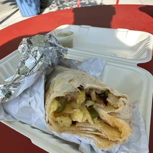 (a bad pic) of my brisket breakfast burrito