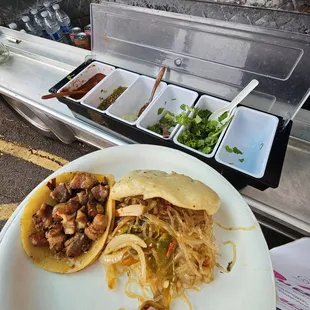 Pork taco and Vegan bao... add your own toppings