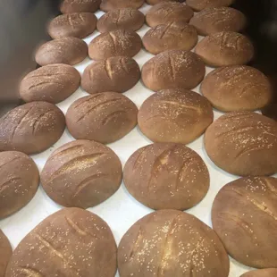 a tray of freshly baked bread