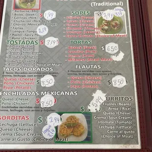 Updates Menu Prices. 6/12/21