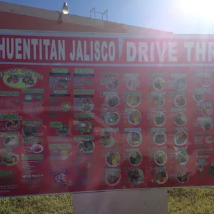 Drive thru menu!