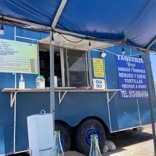 a blue food truck