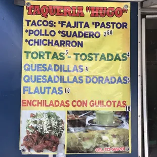 a menu for a mexican restaurant