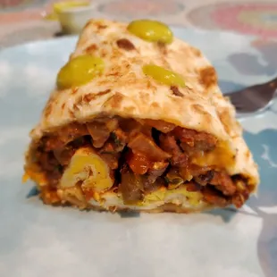 Morning burrito with steak.  Delicious!