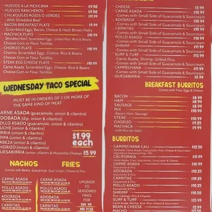 a menu for a mexican restaurant