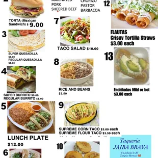 a list of taqueria jaiba brava