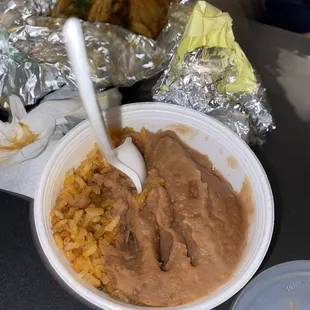 BEANS TASTE FROM A CAN AND RICE LOOKS OLD AND NASTY