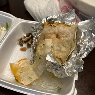 Untoasted tortilla, with chewy asada.