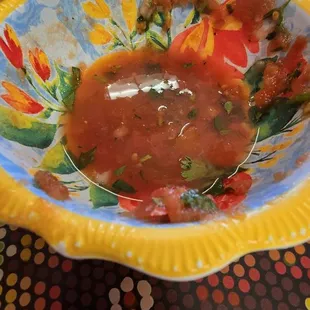 Watery bottom of salsa