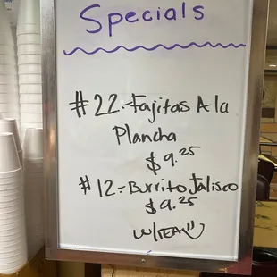 Daily specials