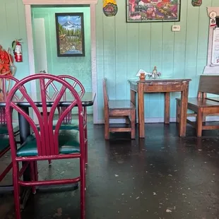 tables and chairs in a restaurant