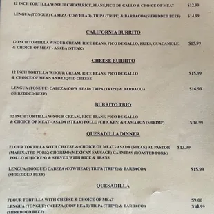 the menu