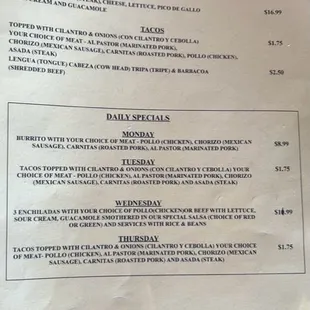 menu