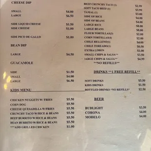 menu