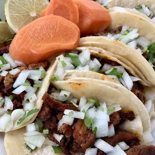 Chicken and steak tacos