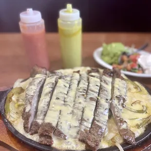 "Loaded" beef fajitas