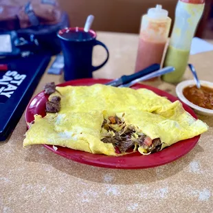 Beef fajita omelettes, à la carte