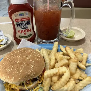 Cheese Burger and a Michelada