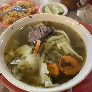 Beef Caldo, I took a huge portion of meat out of the bowl before the photo. Comes with lots of tender meat.