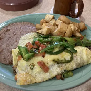 Jalisco omelette added Carne Asada inside(no onions)
