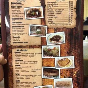 a menu for a taqueria