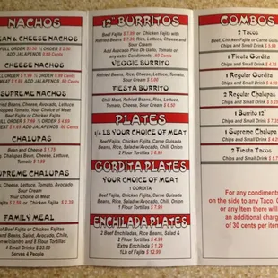 a menu for a mexican restaurant