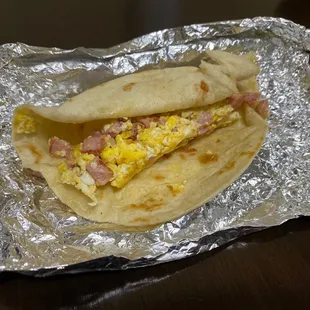 Ham &amp; cheese taco was very savory and filling.
