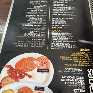 Breakfast menu