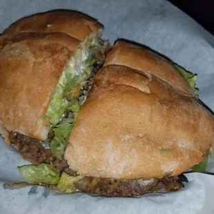 a sandwich cut in half