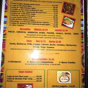 menu