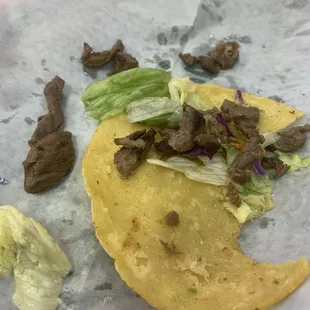 This is  a taco. I found the lettuce on anther plate to throw on them