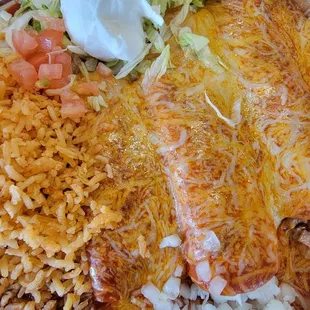 Close-up of enchilada platter