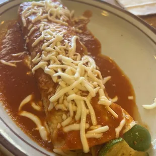 Shrimp burrito with veggies. I think.