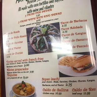 menu