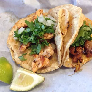 Chicken taco, al pastor taco