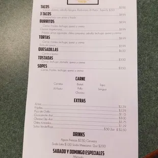 Menu for those of us looking..