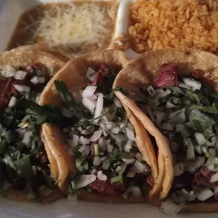 Barbacoa taco dinner.