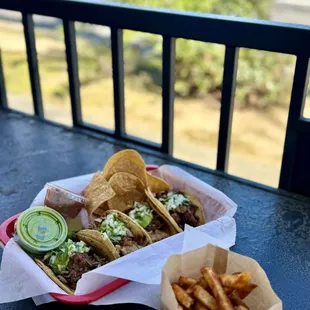 Carne Asada Street Taco, Chicken Street Taco, Carnita Street Taco, Al-Pastor Street Taco with Avocado and Fire Salsa