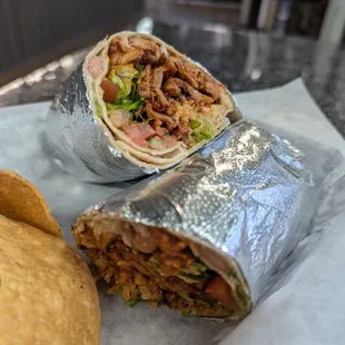 Downtown burrito with al pastor