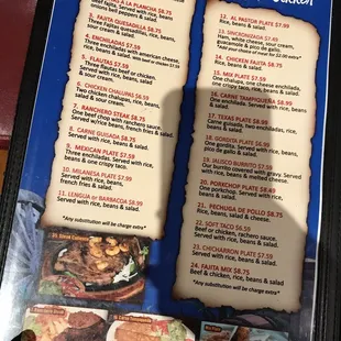 menu
