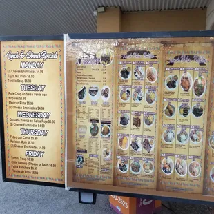 a menu for a restaurant