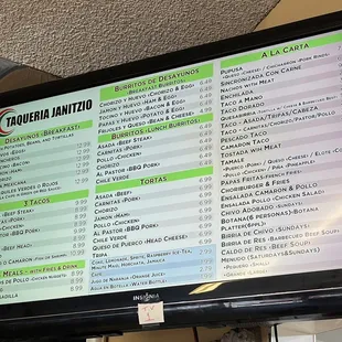 Menu as of 09/04/23