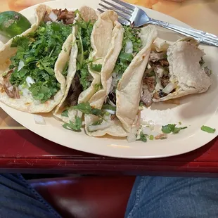 Carne Asada Tacos on homemade tortillas!  Delicious.