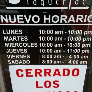 a sign in the window