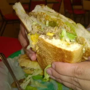 Torta; fajita meat