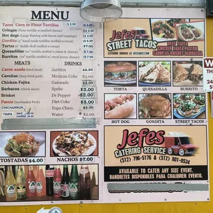 menu and prices