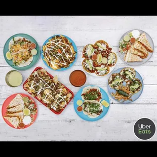 a variety of taco dishes