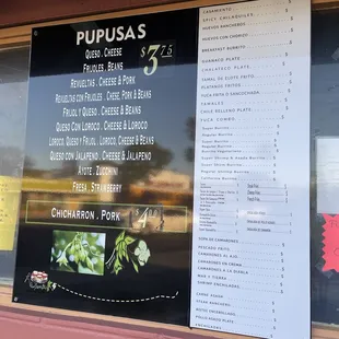 Menu at Taqueria La Bamba in Richmond.