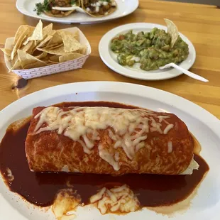 Street chicken tacos and regular wet steak burrito.